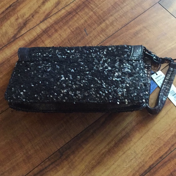 Vera Wang sequin clutch black new - Picture 3 of 5